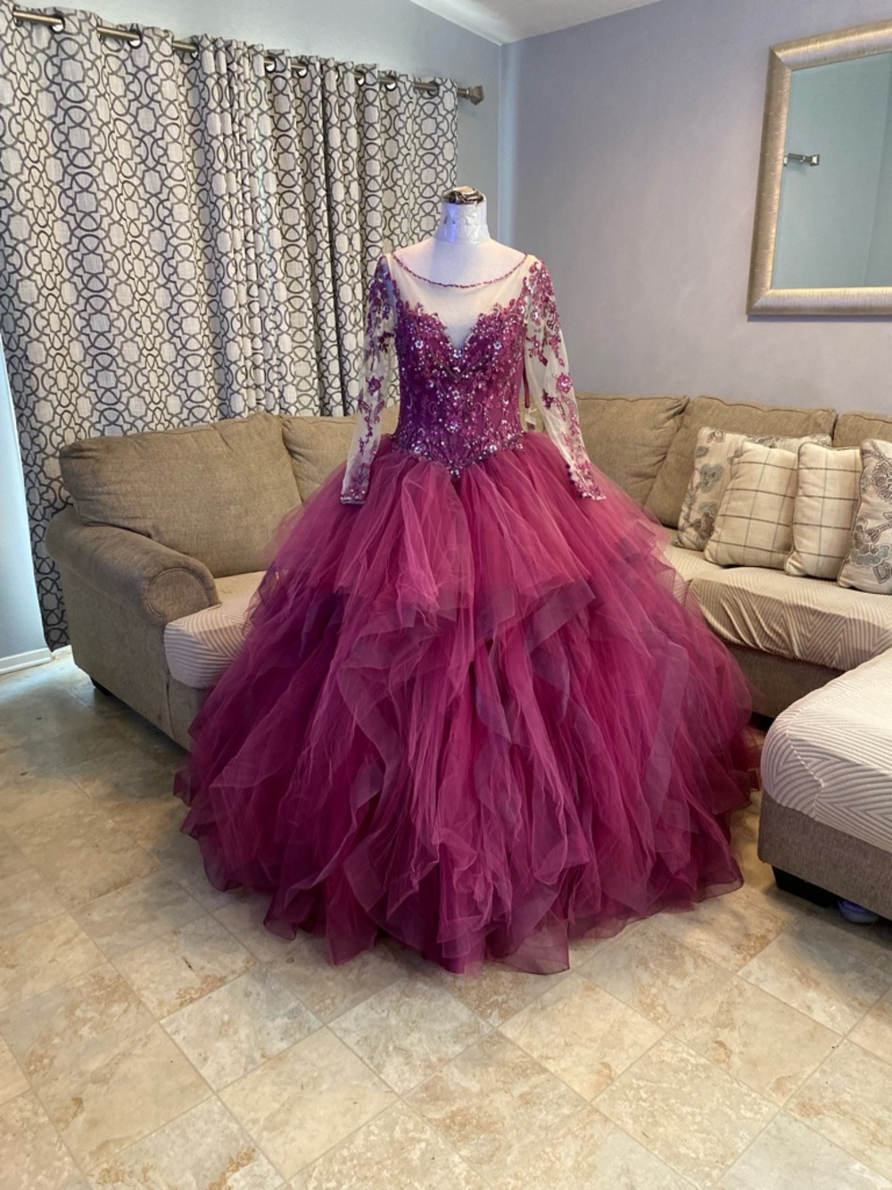 New Morilee Women 8 Quinceañera ball gown,heavily beaded, sparkling tulle Skirt